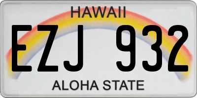 HI license plate EZJ932