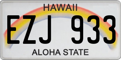 HI license plate EZJ933