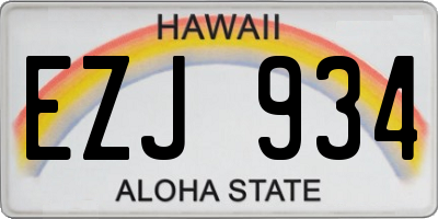HI license plate EZJ934