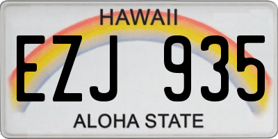 HI license plate EZJ935