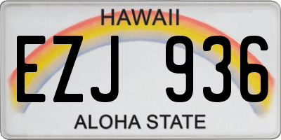 HI license plate EZJ936