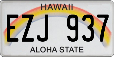 HI license plate EZJ937