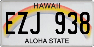 HI license plate EZJ938