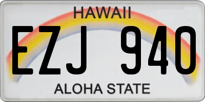 HI license plate EZJ940