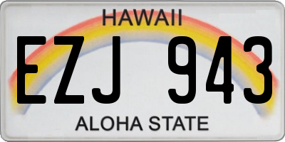 HI license plate EZJ943