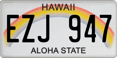 HI license plate EZJ947