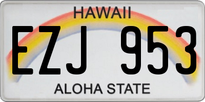 HI license plate EZJ953