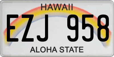 HI license plate EZJ958