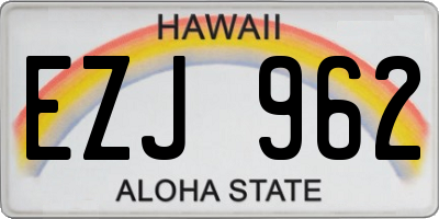 HI license plate EZJ962