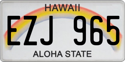 HI license plate EZJ965