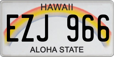 HI license plate EZJ966
