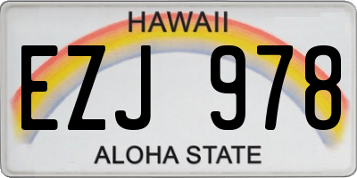 HI license plate EZJ978