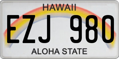 HI license plate EZJ980