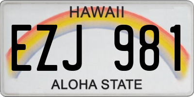 HI license plate EZJ981