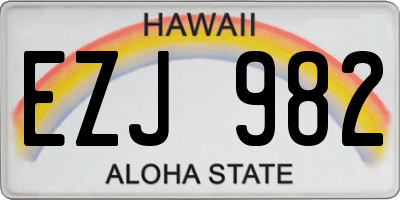 HI license plate EZJ982