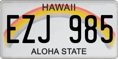 HI license plate EZJ985