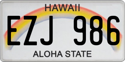 HI license plate EZJ986