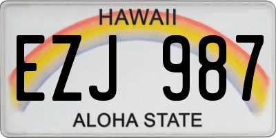 HI license plate EZJ987