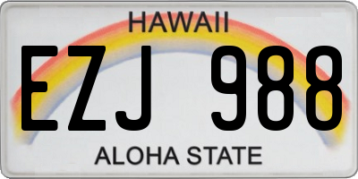 HI license plate EZJ988