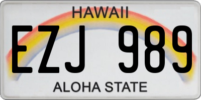 HI license plate EZJ989