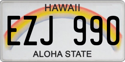HI license plate EZJ990