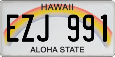HI license plate EZJ991
