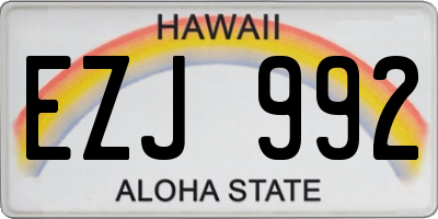 HI license plate EZJ992
