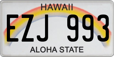 HI license plate EZJ993