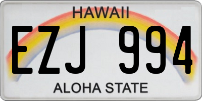 HI license plate EZJ994