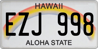 HI license plate EZJ998