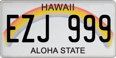 HI license plate EZJ999