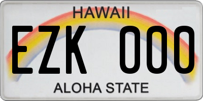 HI license plate EZK000
