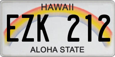 HI license plate EZK212