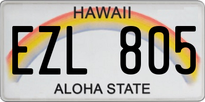HI license plate EZL805