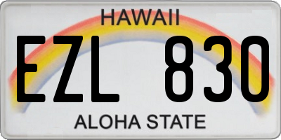 HI license plate EZL830