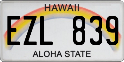 HI license plate EZL839