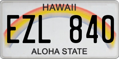 HI license plate EZL840