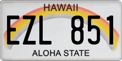 HI license plate EZL851