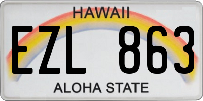 HI license plate EZL863