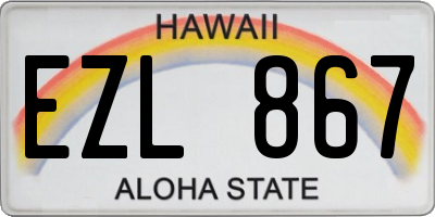 HI license plate EZL867