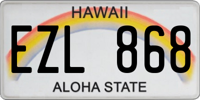 HI license plate EZL868