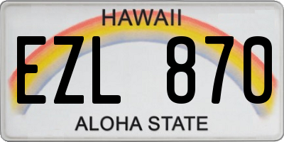 HI license plate EZL870