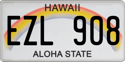 HI license plate EZL908