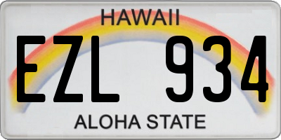 HI license plate EZL934