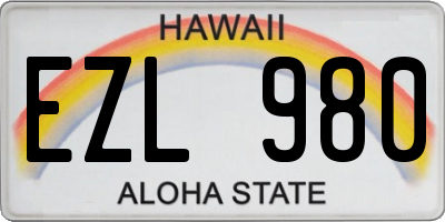 HI license plate EZL980