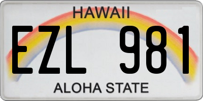 HI license plate EZL981