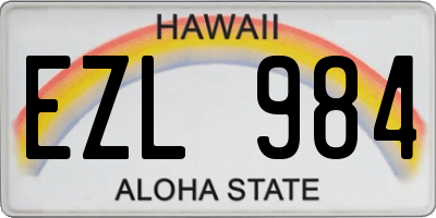HI license plate EZL984