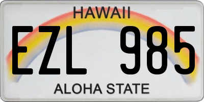 HI license plate EZL985