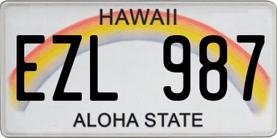 HI license plate EZL987