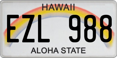 HI license plate EZL988